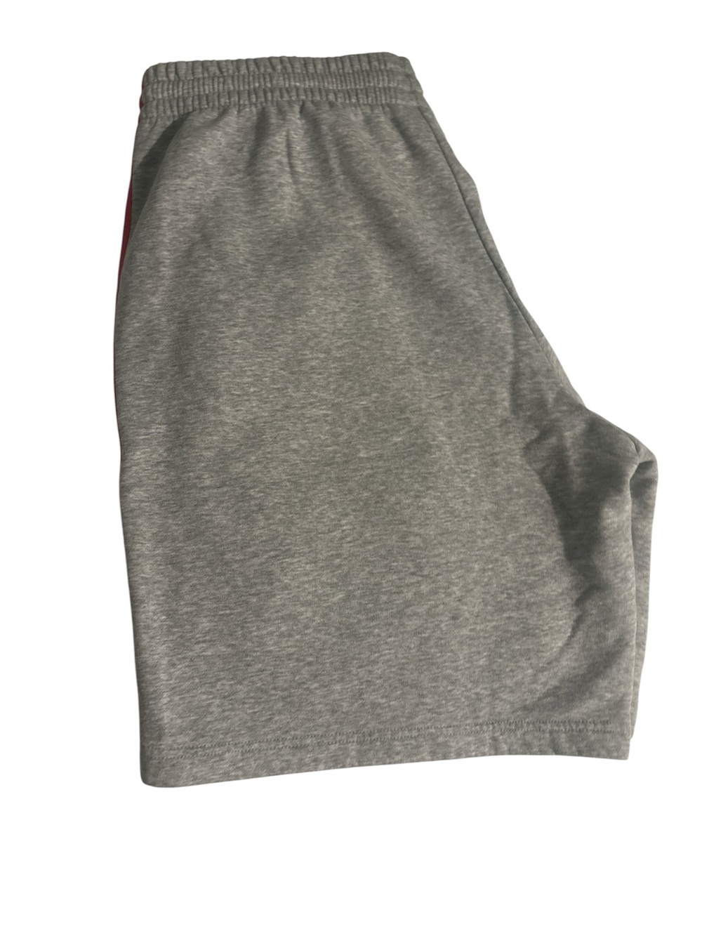 adidas Men's Light Gray Athletic Shorts with Red & Blue Stripes - Picture 3 of 4